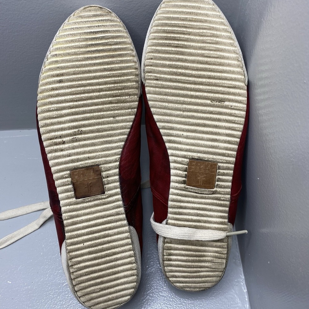 Frye Melanie Leather Sneakers Low Top Lace Up Burnt‎ Red Size 9M - Picture 9 of 12